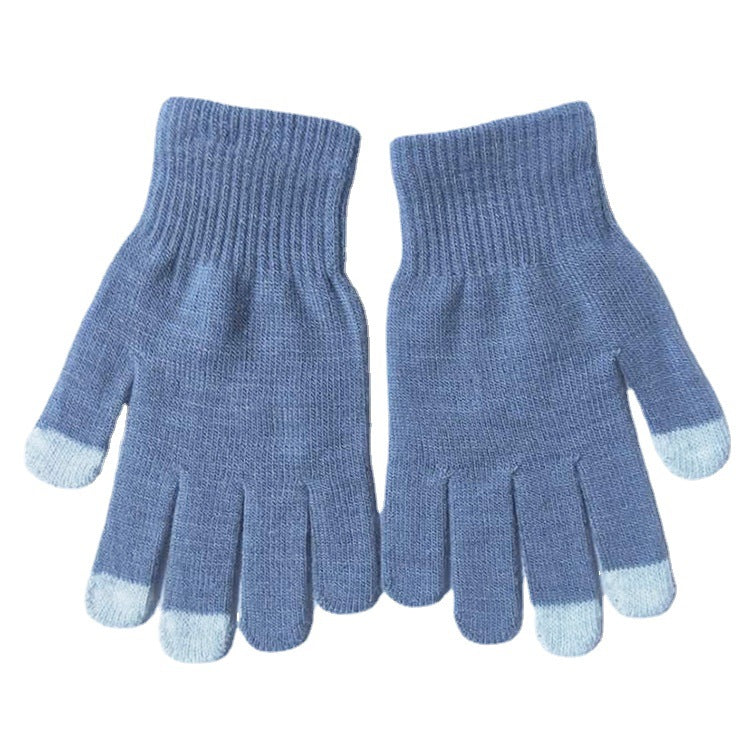 Wholesale 2pcs Autumn and Winter Touch Screen Warm Solid Color Acrylic Gloves