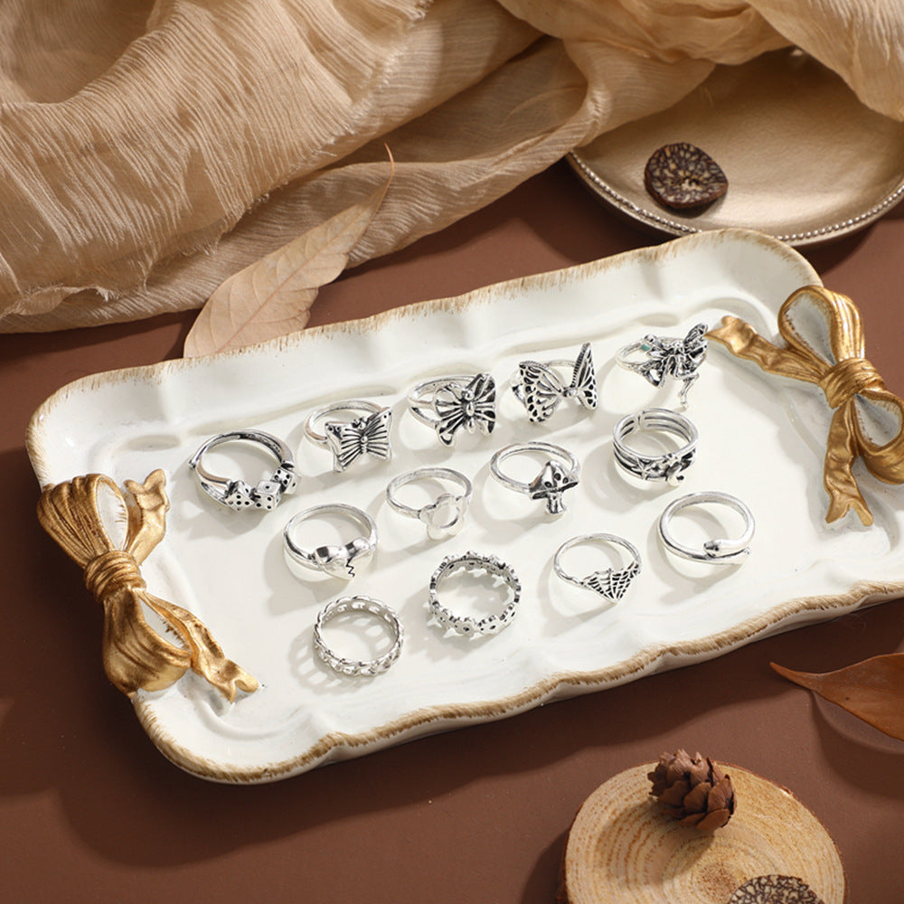 Wholesale Alloy geometric exaggerated moon heart butterfly snake hollow ring
