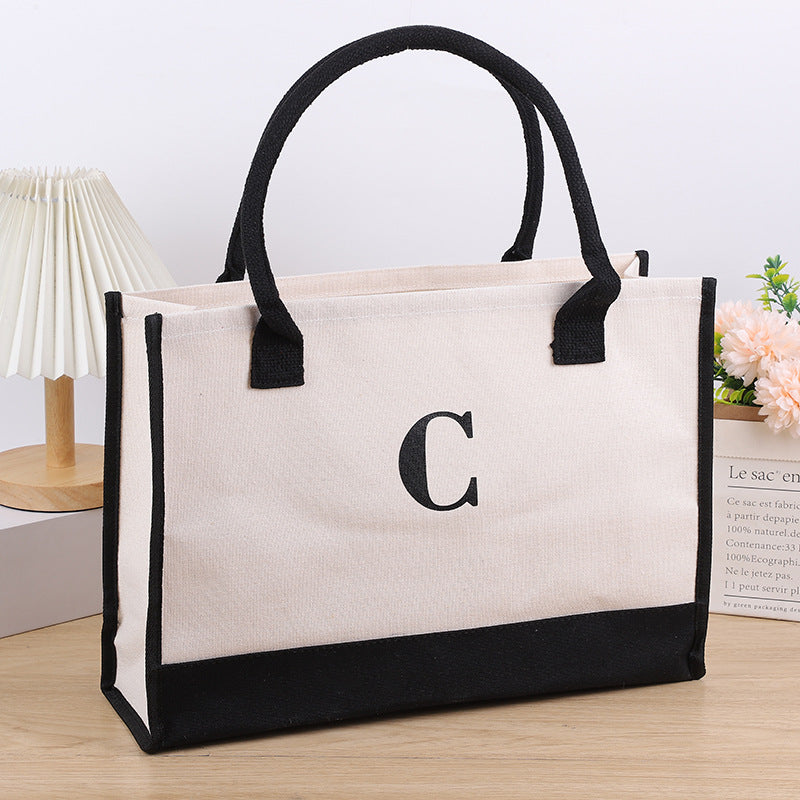 Wholesale Canvas Hand Letters Thickened Shopping Tote Bag
