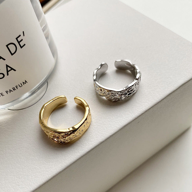 Wholesale Brass Plated Genuine Gold Pleated Open Ring