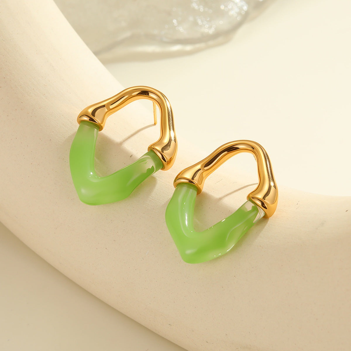 Wholesale Colored resin spliced stainless steel earrings