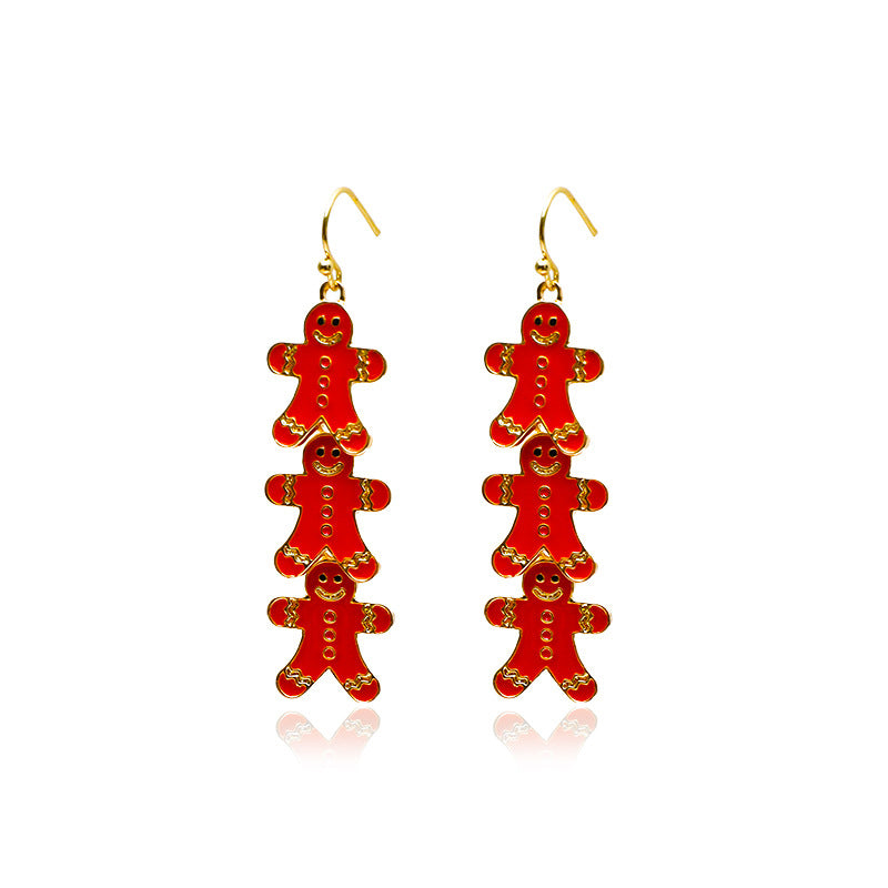Wholesale Christmas Candy Christmas Tree Bell Alloy Earrings