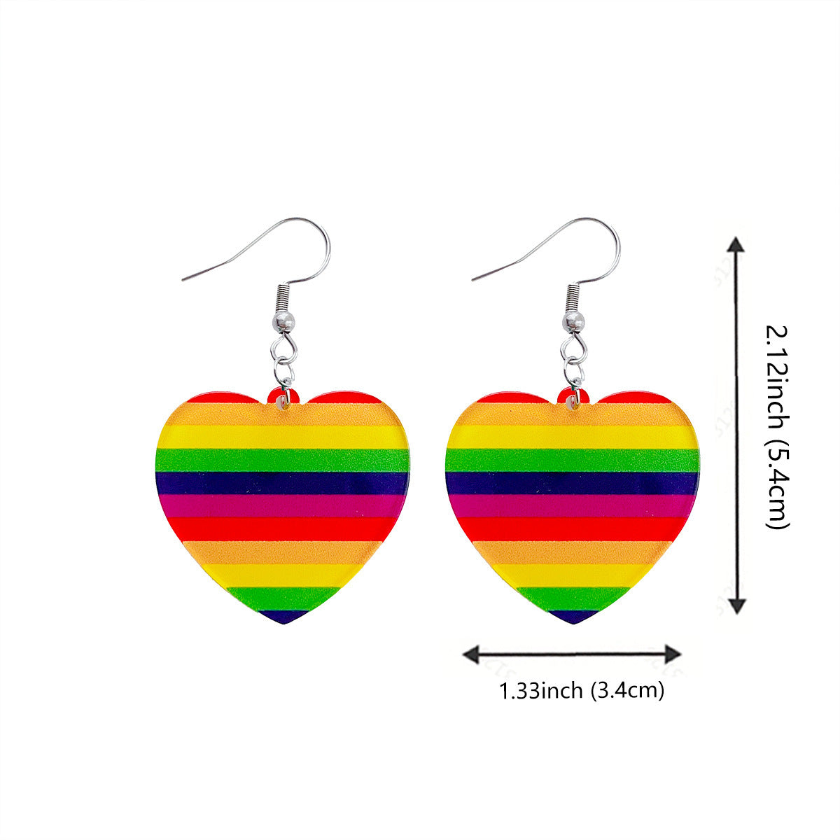 Wholesale Rainbow element colorful heart-shaped earrings