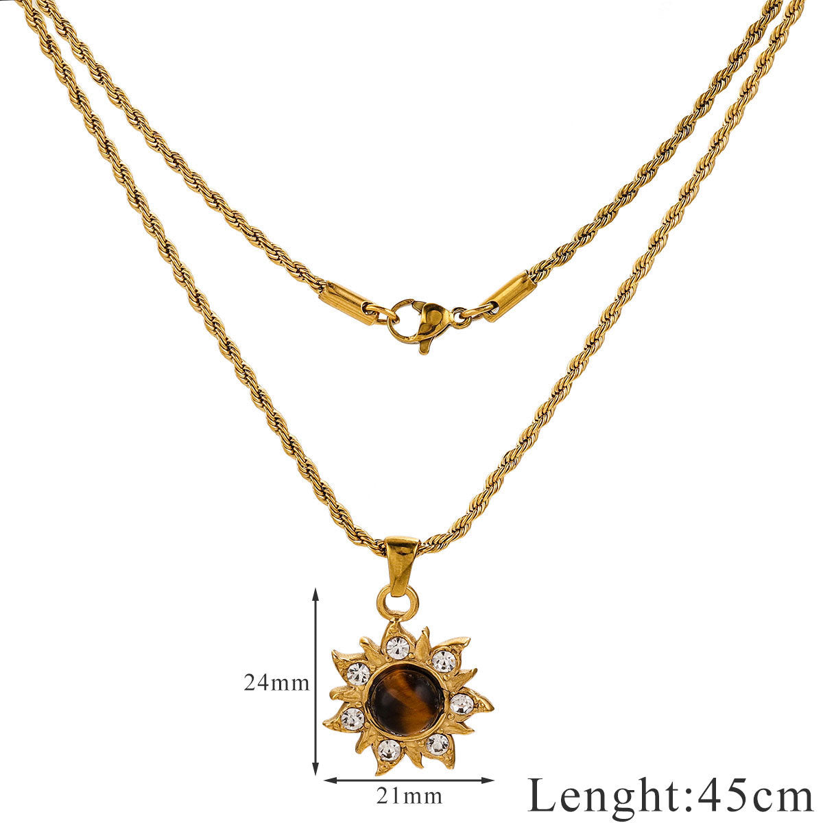 Wholesale Titanium Steel Tiger Eye Stone Pendant Necklace Accessory