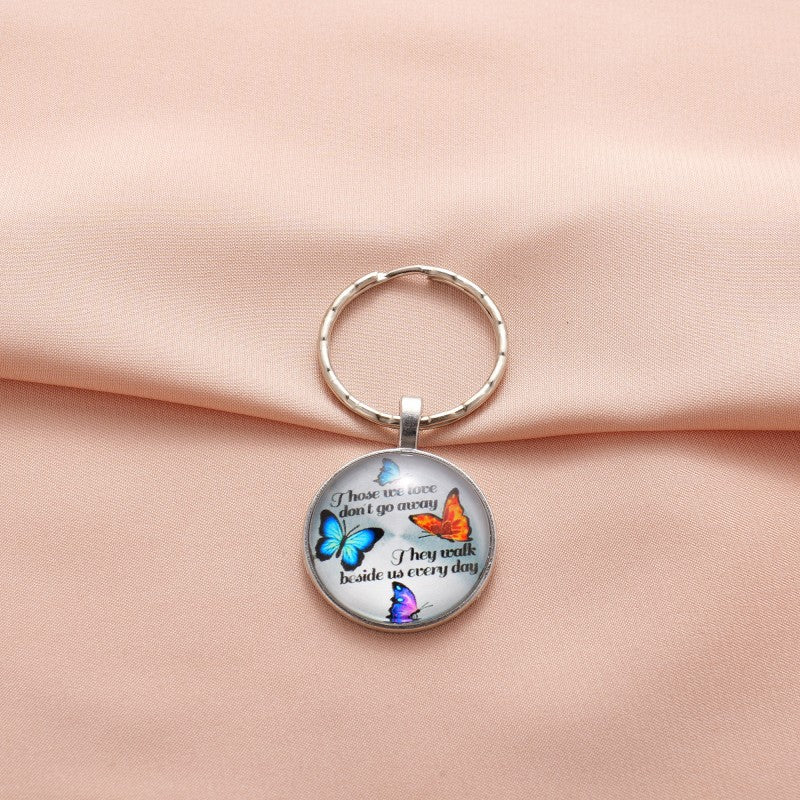 Wholesale Butterfly Time Gem Metal Keychain