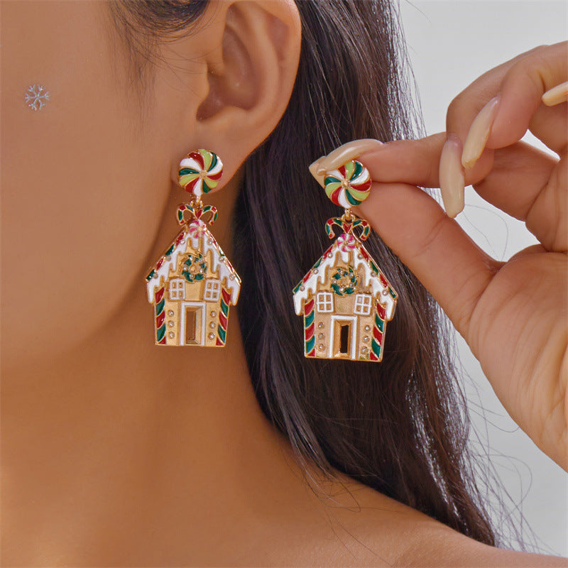 Wholesale Christmas light string reindeer and rhinestone snowman earrings