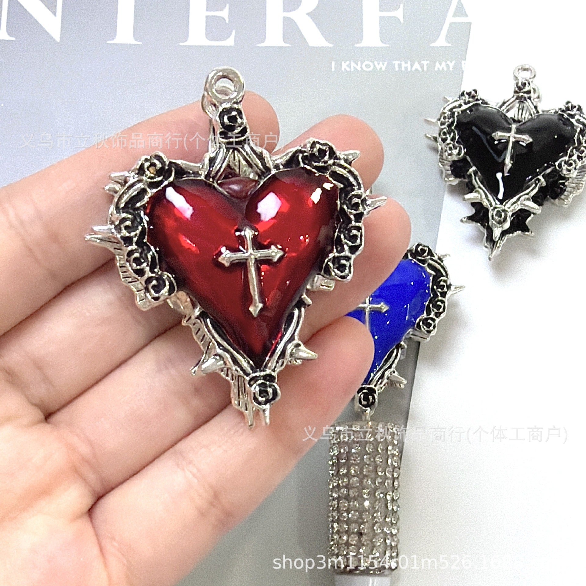 Wholesale  10pcs Dark Gothic Peach Heart y Mud Straight Hole Beads