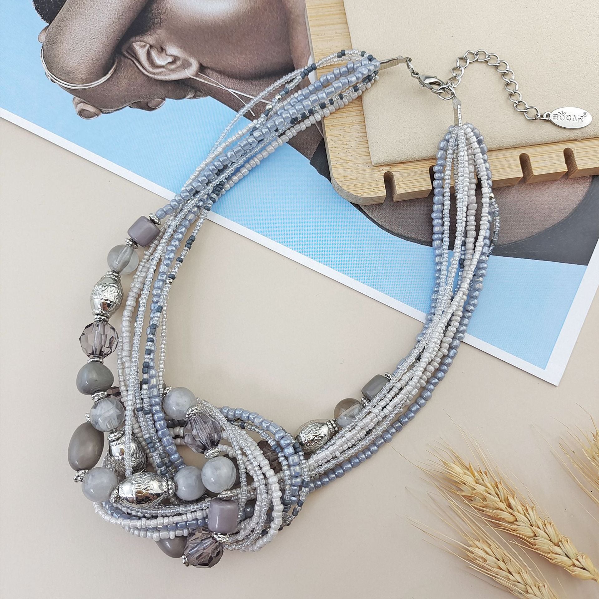 Wholesale Multi-layer Knotted Rice Beads Fashionable Versatile Necklace