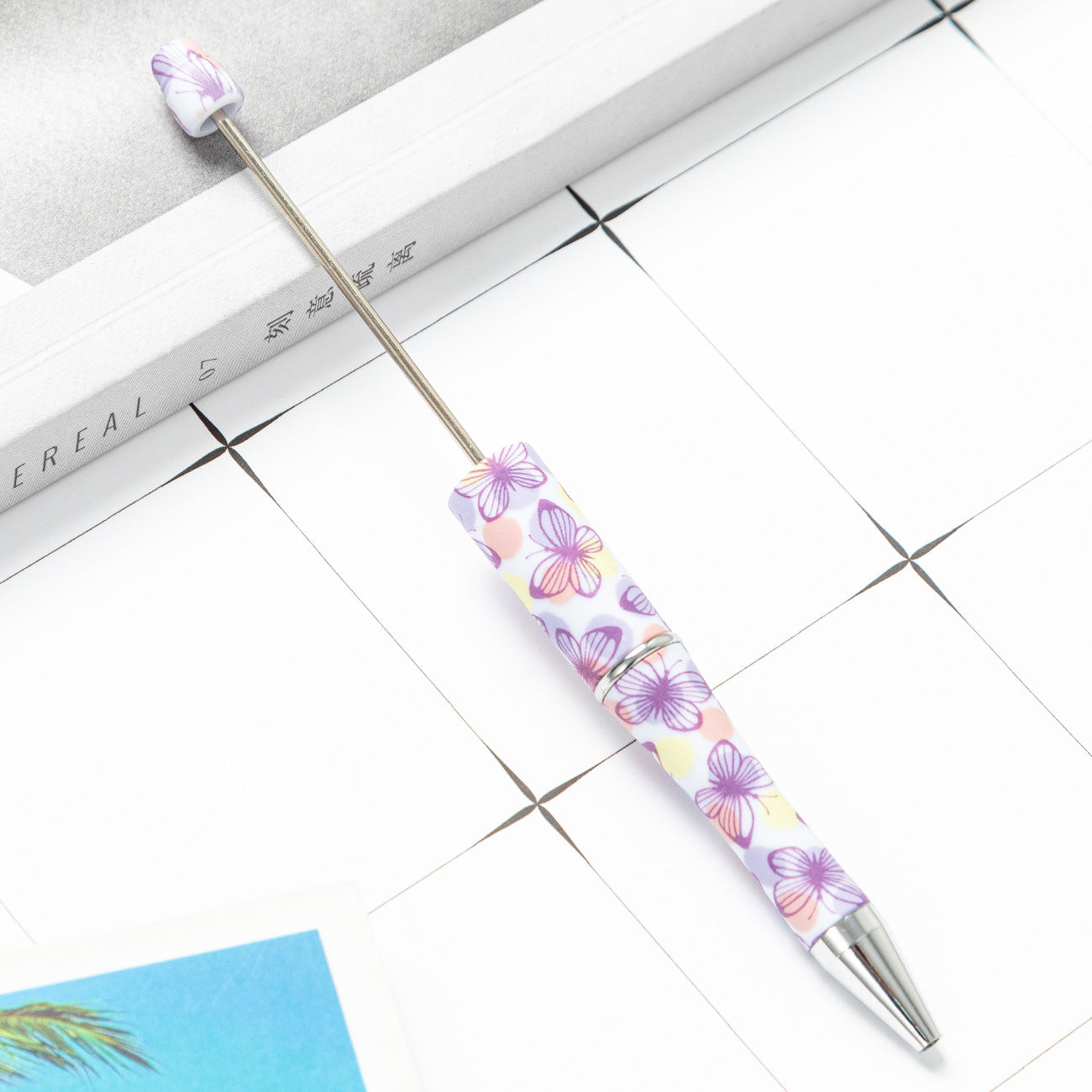 Wholesale Beadable Pens  Floral Butterfly Plastic Pen DIY for Beaded