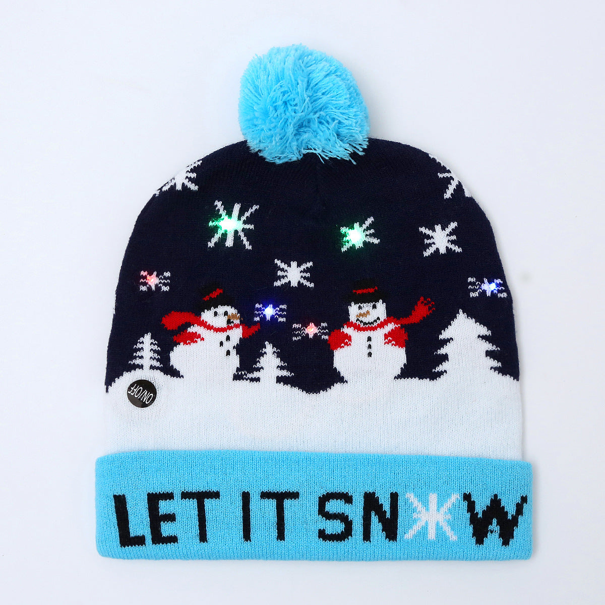 Wholesale Jacquard LED Christmas Knitted Beanie