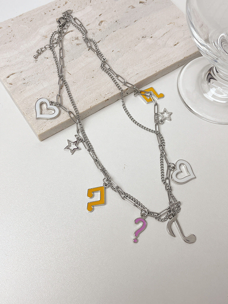 Wholesale Colorful Heart Musical Note Alloy Necklaces