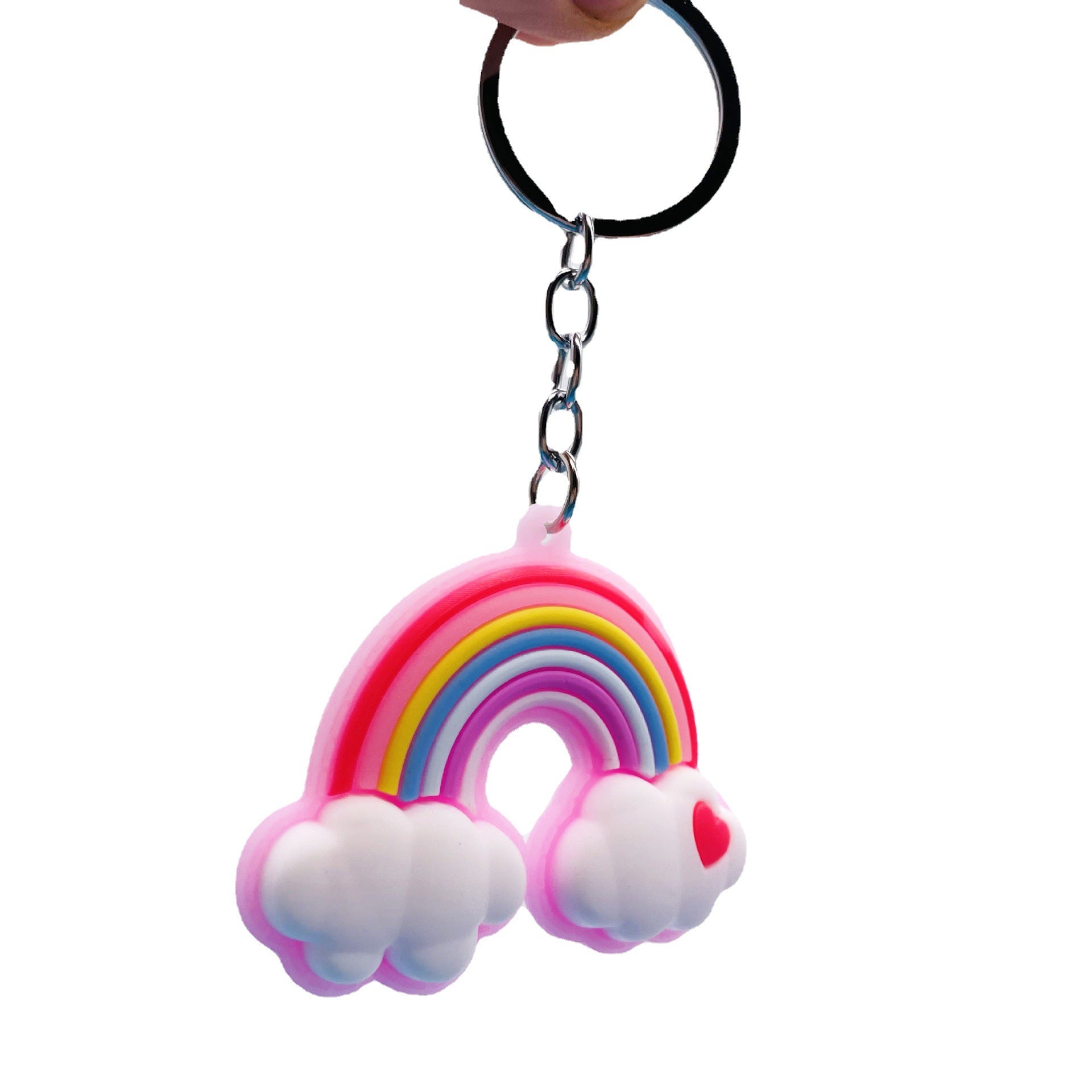 Amor de goma suave al por mayor Rainbow Cloud Keychain