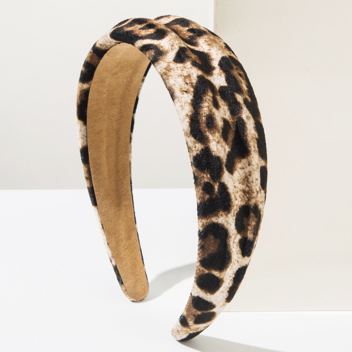 Wholesale leopard convex design headband printed velvet wide-brimmed hair headdress