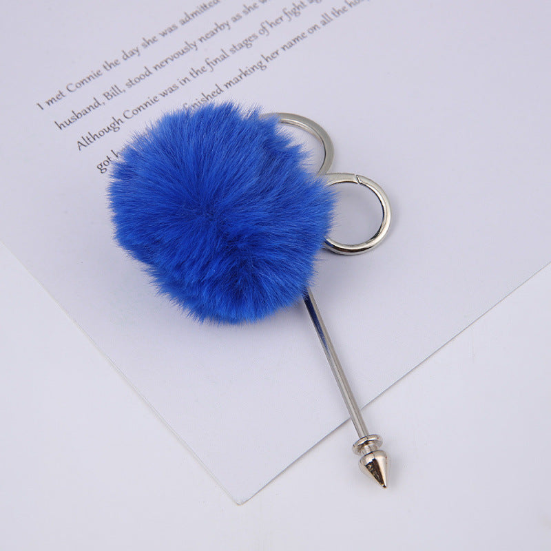 Wholesale DIY wool ball rivet keychain creative cute plush pendant luggage accessories keychain