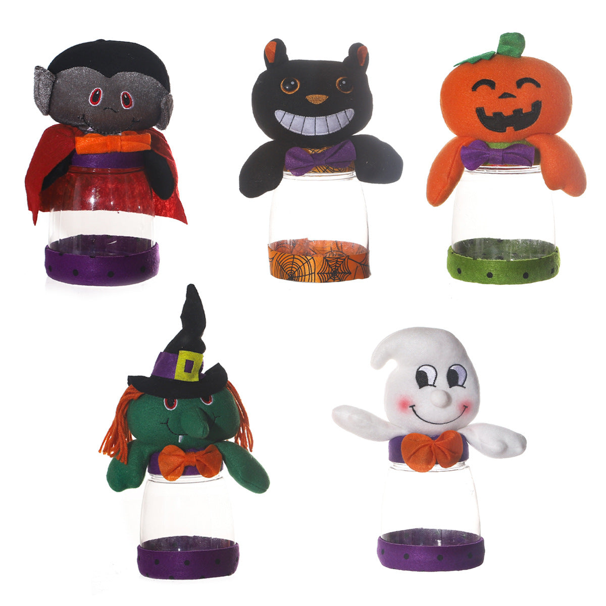 Wholesale Halloween Witch Ghost Vampire Transparent Large Three-dimensional Doll Plastic Candy Jar