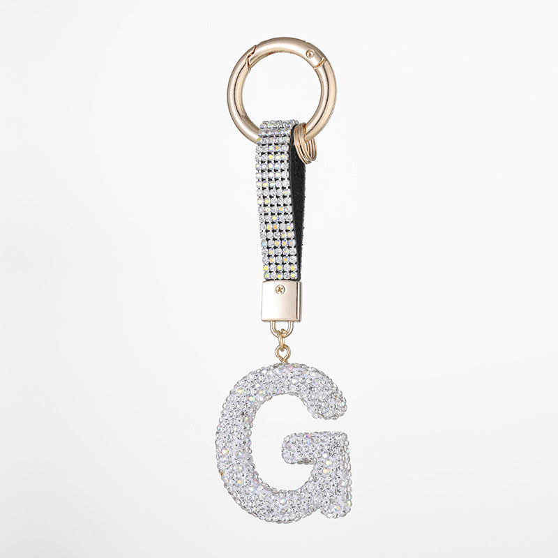 Wholesale Pottery Clay Water Diamond Alloy Dot Diamond Letter Keychain