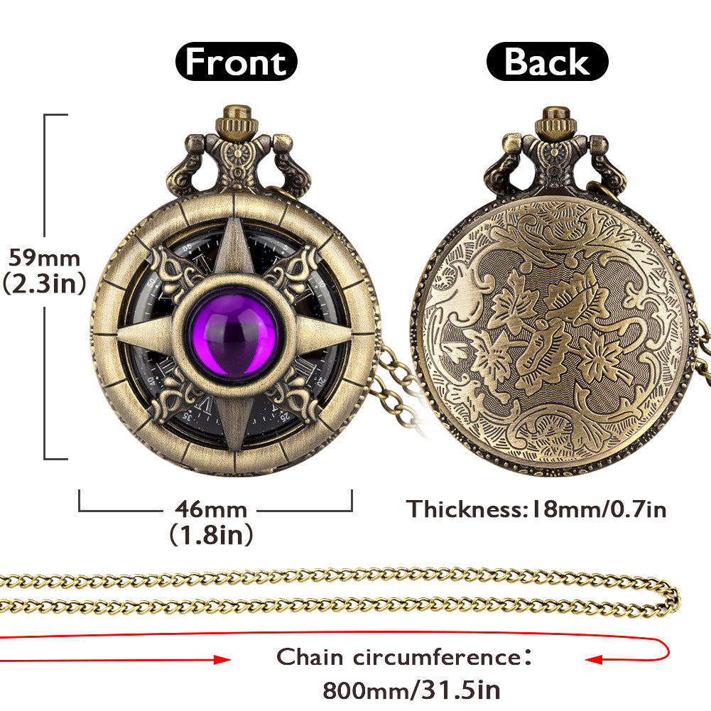 Wholesale Quartz Movement Bronze Hollow Inlaid Semicircular Haoshiqing Antique Pocket Watch