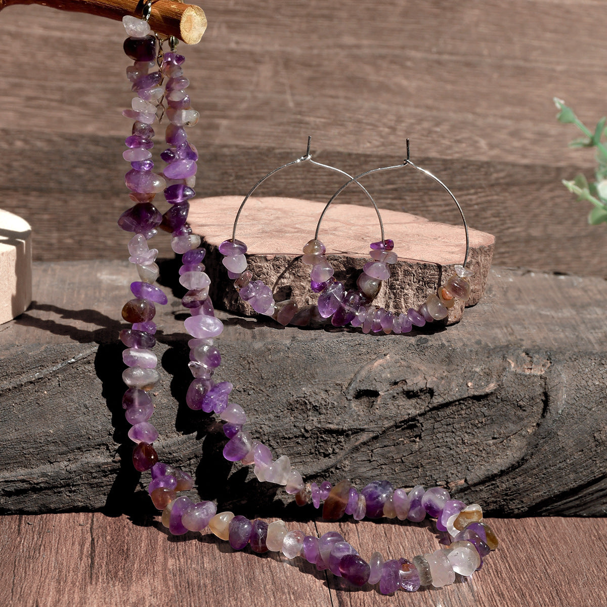 Wholesale Vacation style colorful gravel necklace Necklace Set