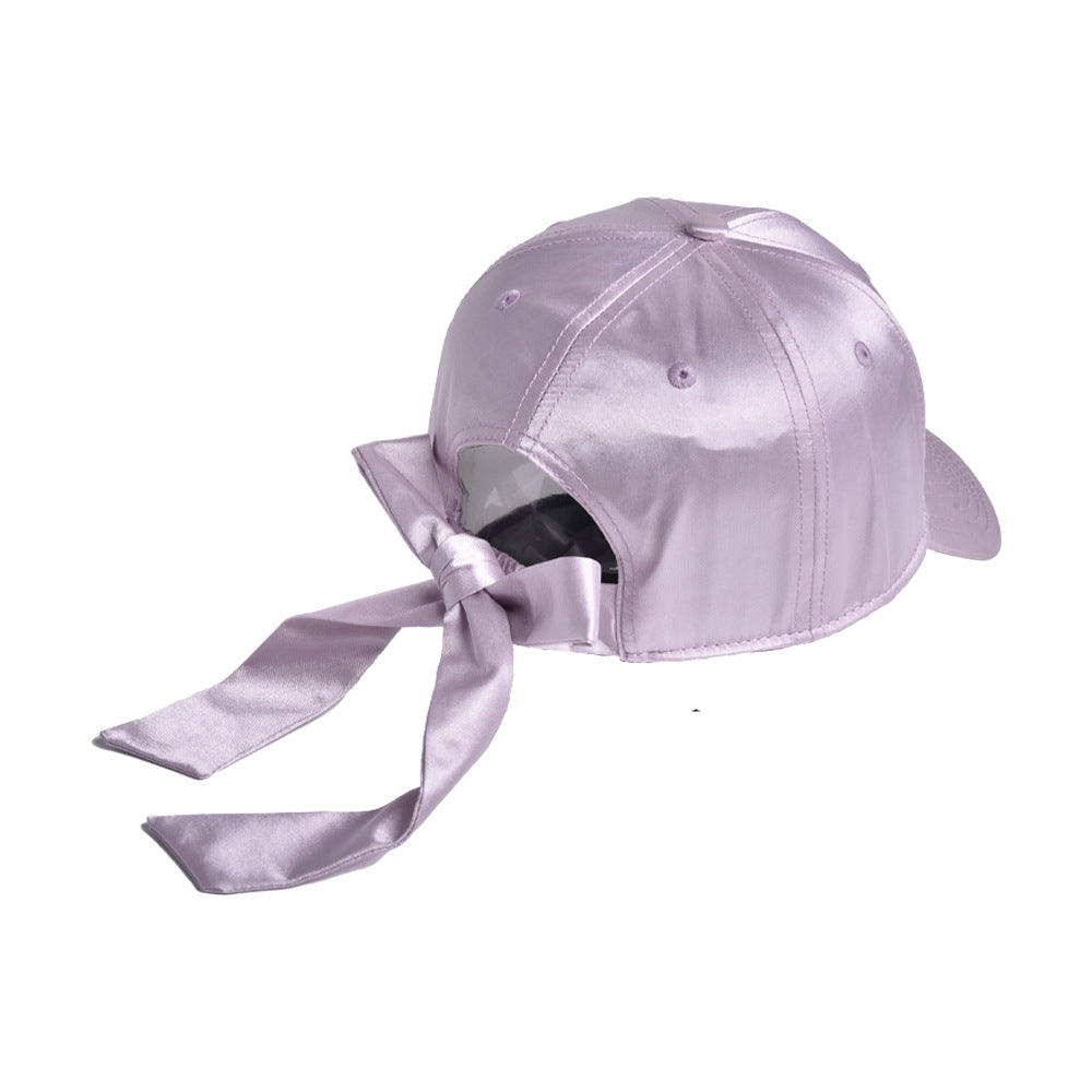 Wholesale  Satin Bright Ribbon Bow Casual Fashion Sunshade Hat