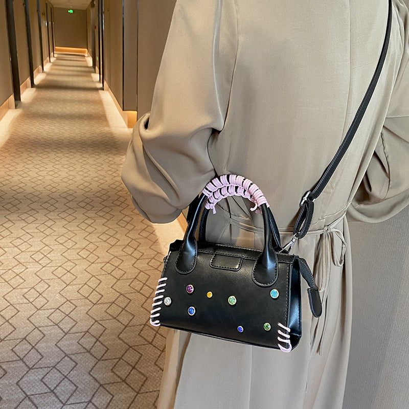 Wholesale PU Colored Diamond Small Square Bags