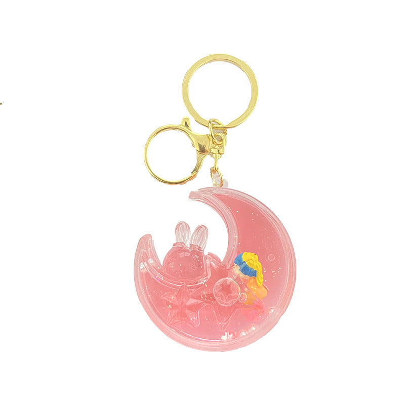 Wholesale Half Moon Artist Quicksand Bottle Acrylic Keychains