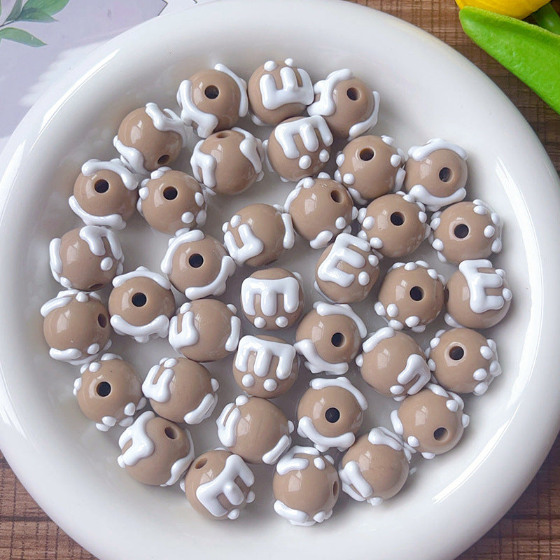 Wholesale 10pcs/pack Cream acrylic through-hole loose beads