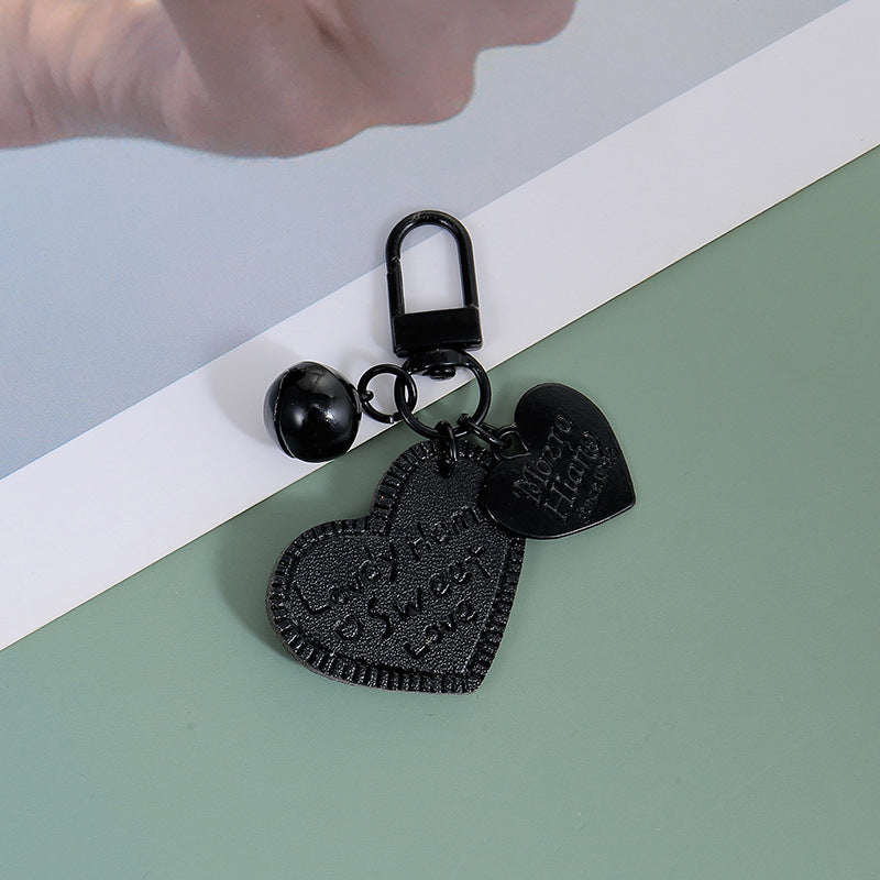 Wholesale Heart-shaped PU leather engraved love leather keychain