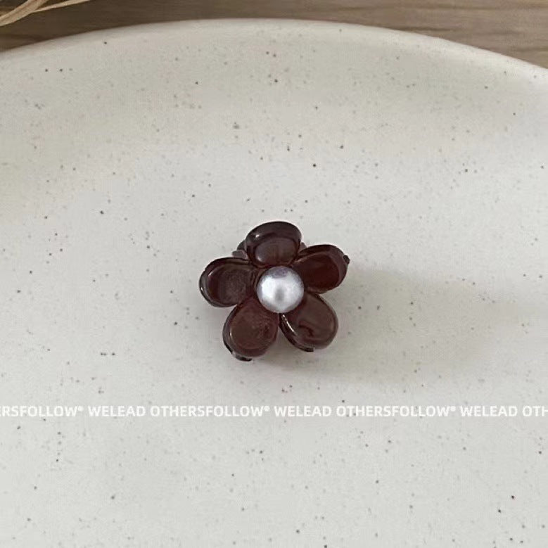 Wholesale Sparkling Flower Color Diamond Pearl Mini Hair Clip