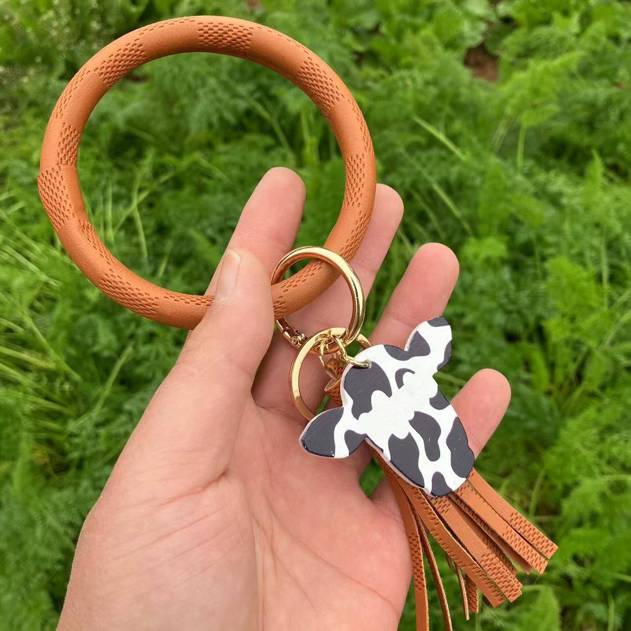 WholesalePU Leather Tassel Bracelet Keychain