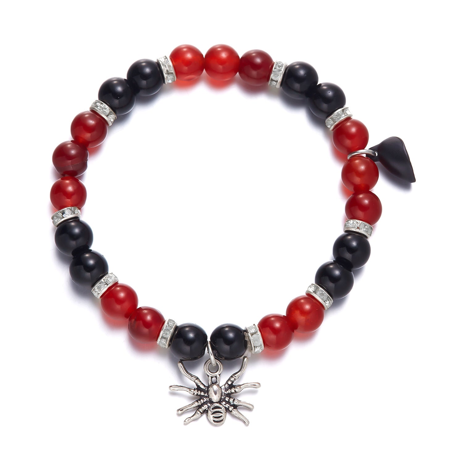 Wholesale Halloween Spider Heart Magnetic Elastic Adjustable Beaded Bracelet