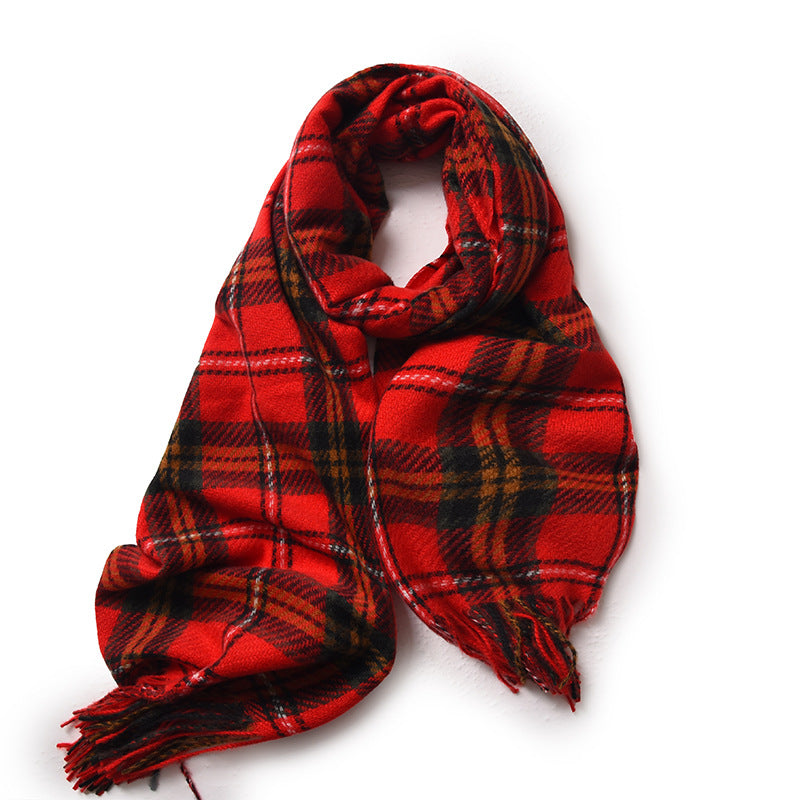 Wholesale Winter Plaid Cashmere Tassel Warm Scarves