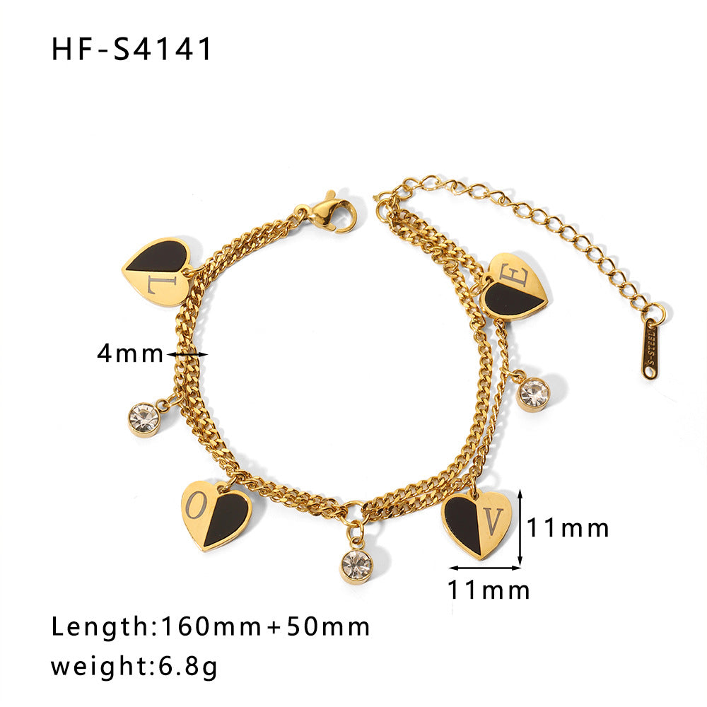 Wholesale Diamond Chain Heart Shaped Pearl Pendant Bracelet