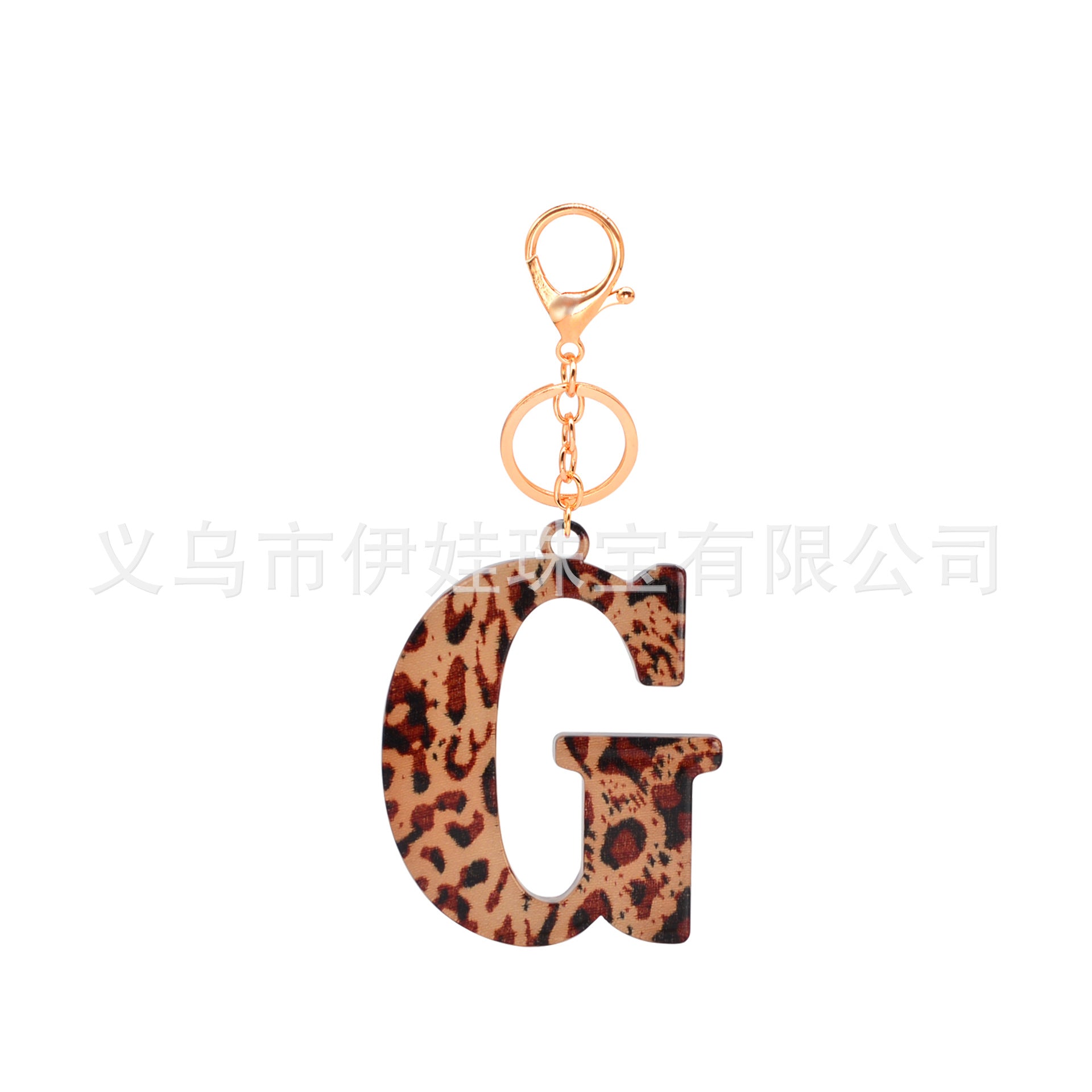 Wholesale  26 letters complete  Acrylic leopard print letter keychain