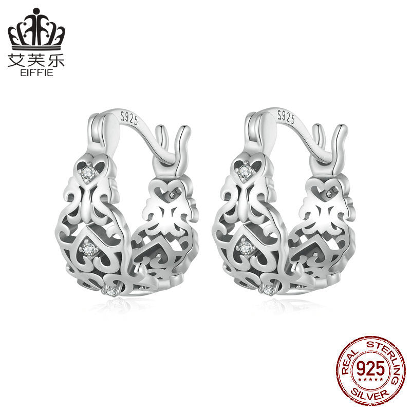 Wholesale 925 Sterling Silver Vintage Pattern Hollow Earrings