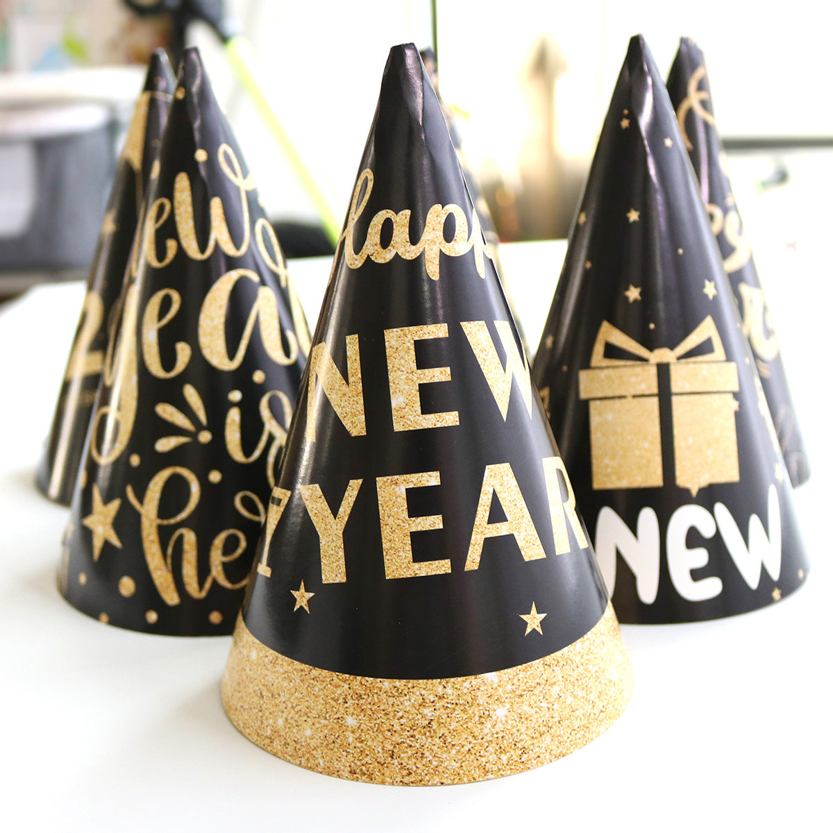 Wholesale New Year Party Black Gold Paper Hats
