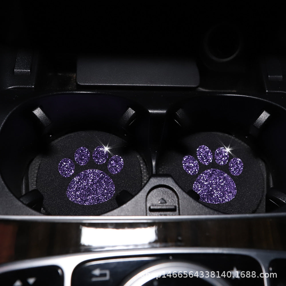 Wholesale Hot Stamping Dog Paw Print Foaming Material Car Tea Coaster Anti-slip Mat