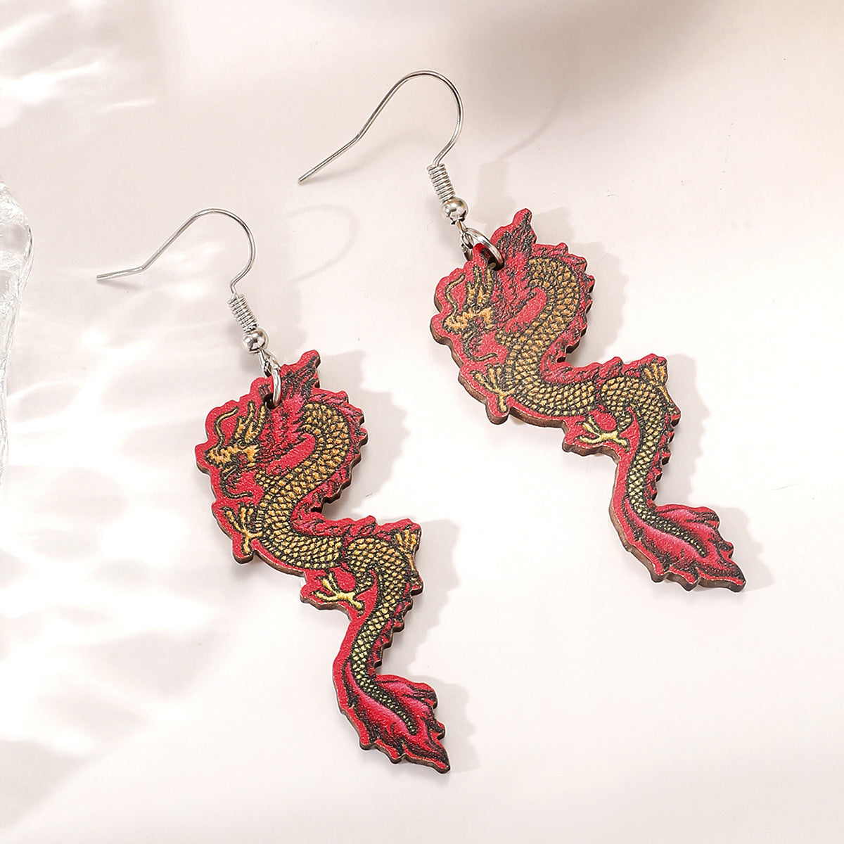 Wholesale Year of the Dragon Wood Earrings