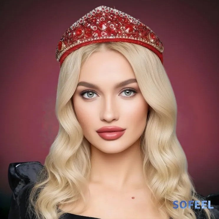 Wholesale Baroque retro colored glass super sparkling crown headband