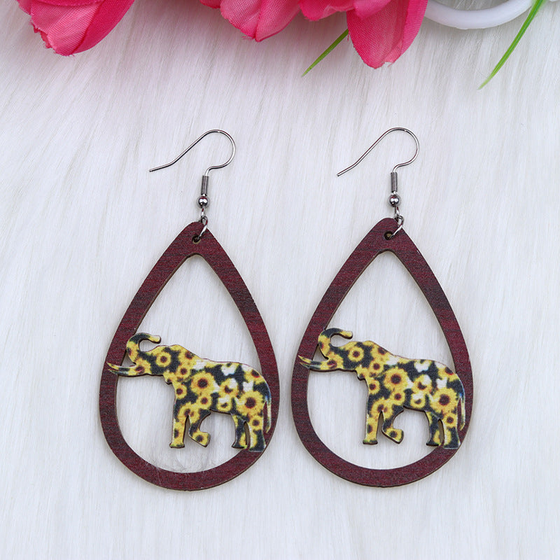 Lips al por mayor de los labios de la mariposa perezosa forma de caída de agua Pendientes de madera