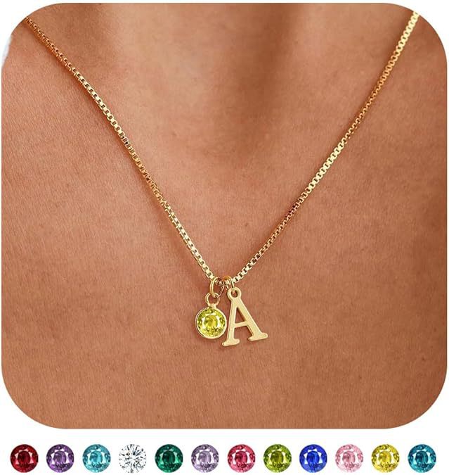 Wholesale New Women's Initial Birthstone Necklace 14K Gold-plated Letter Simple All-match Clavicle Chain