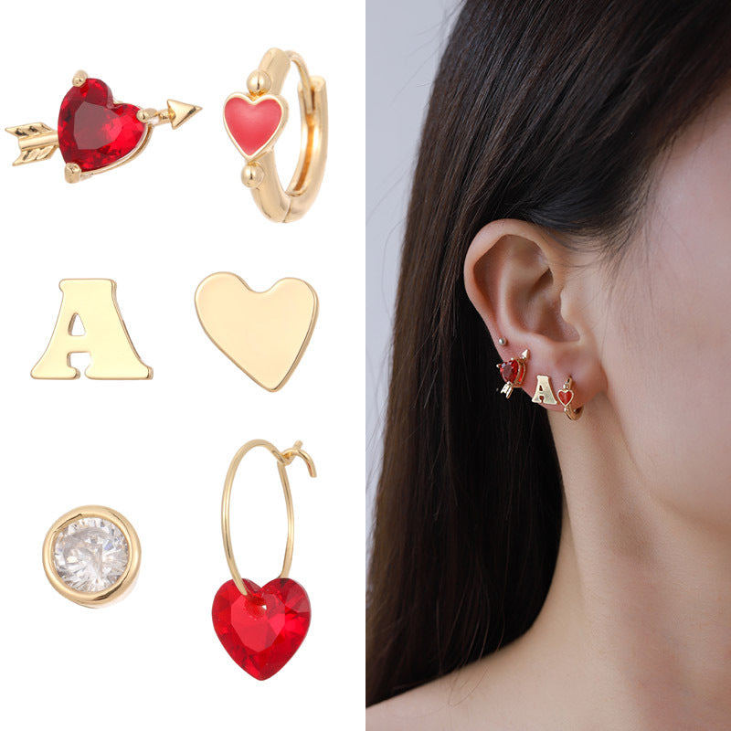 Wholesale Valentine's Day Series Pink Love Earrings Set