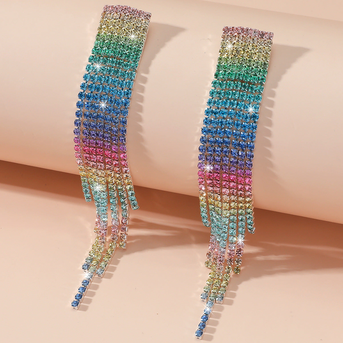 Wholesale Rainbow Colored with Diamonds Blingbling Alloy Earrings