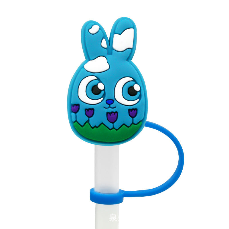 Wholesale of 10pcs Easter Cartoon Silicone Straw Sets