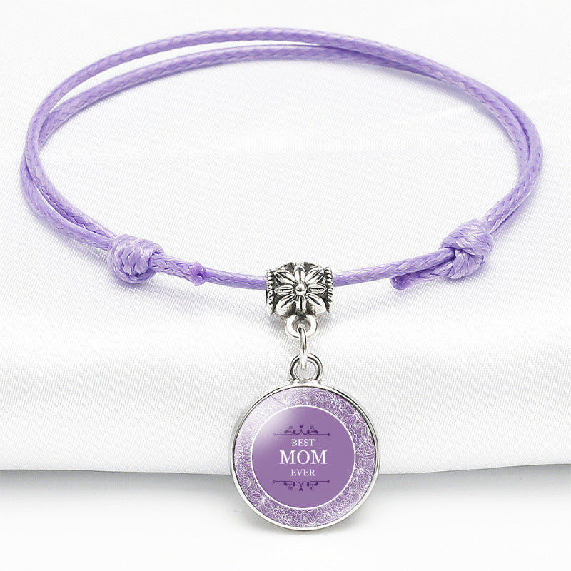 Wholesale Color MOM Series Time Gemstone Leather Bracelet