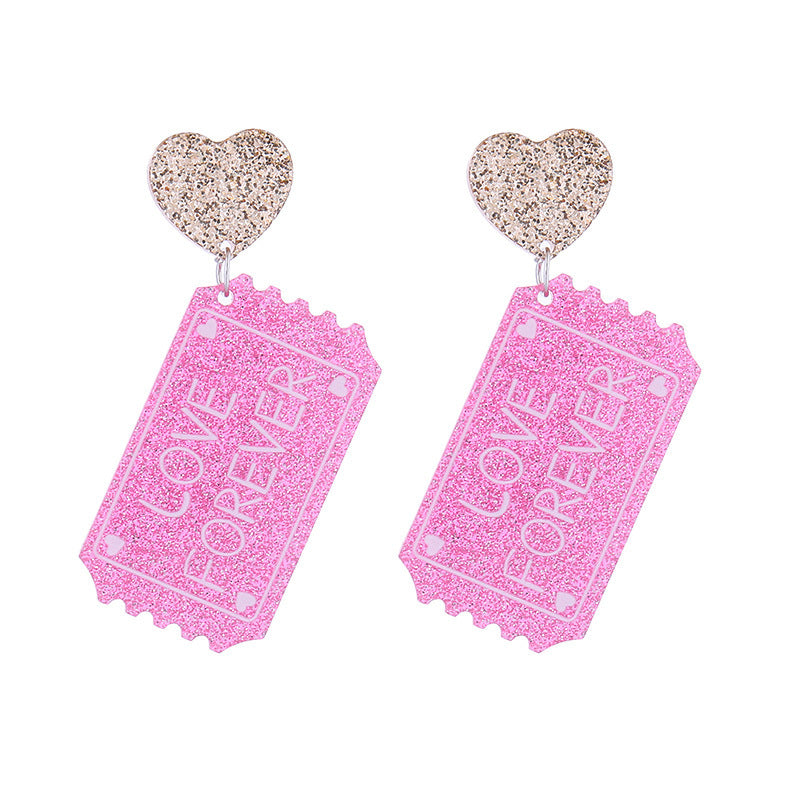 Wholesale Valentine' s Day Love Text Acrylic Earrings
