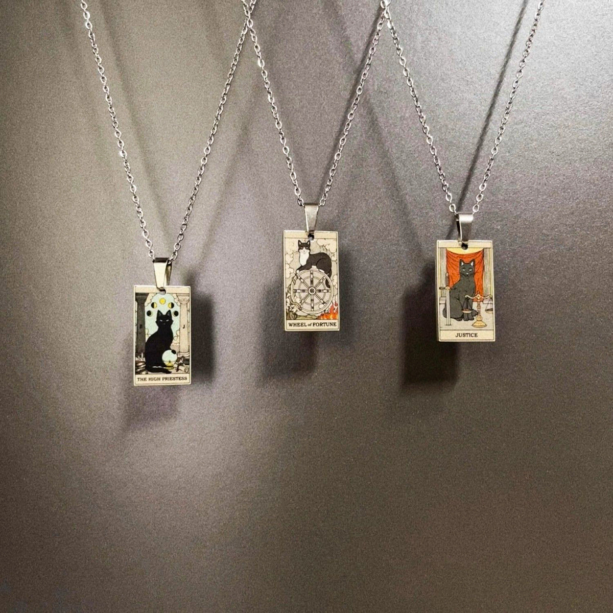 Wholesale Color printed card cross moon cartoon cat necklace