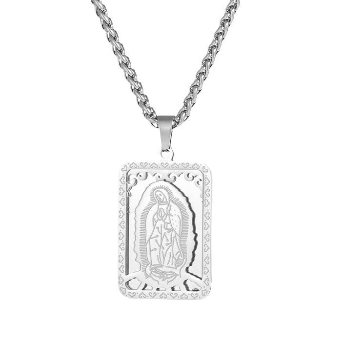 Wholesale Vintage Square Virgin Mary Prayer Necklace Medal for Men and Women