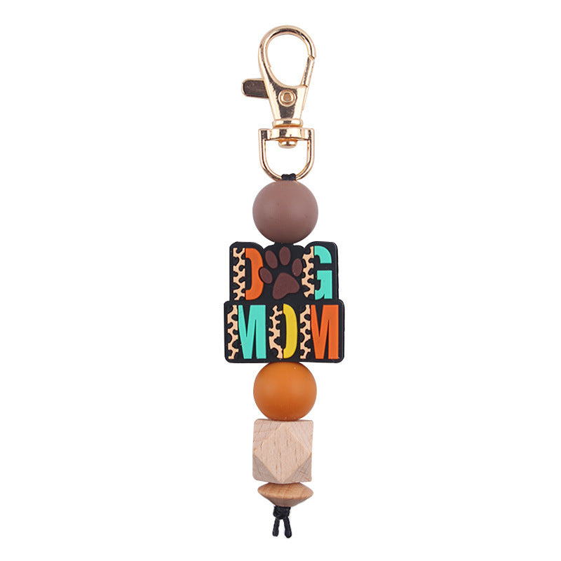 Wholesale Handmade Silicone Beaded Cartoon Mother's Day Keychain
