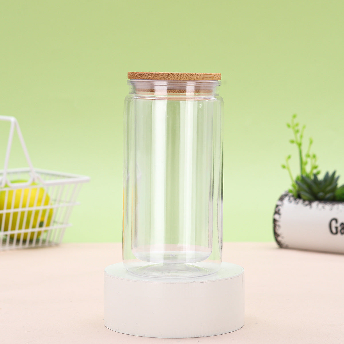 Wholesale Double Layer 16oz Plastic Cup Environmentally Friendly Acrylic Jelly Color Mason Cup Color Lid Can Be DIY Can Be Sticker