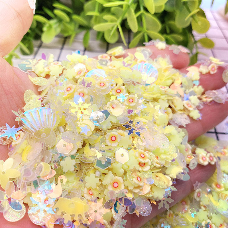 Wholesale Night Light Handmade DIY Five Star Love Moon Blue Mermaid Hime Shell Snowflake Soft Pottery Multiple Sequins